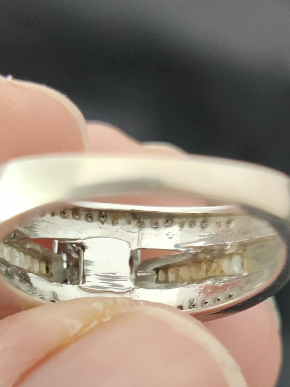 10k White Gold Princess Baguette Diamond Cluster Engagement Wedding Ring Size 7 - Picture 5 of 8